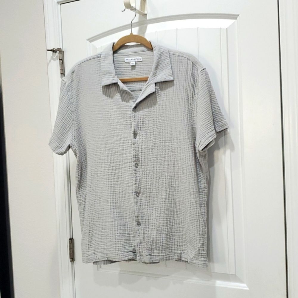 And Now This Women’s 100% Cotton Waffle Knit Button Down,  Size Large